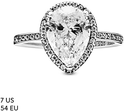 Pandora nakit Blistavi prsten s кубическим цирконием u obliku suzu od srebra