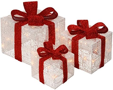 Skup Nacionalnog Stabla od 3 poklon kutija s bijelim nitima s 35 Transparentan Unutarnjim/Vanjskim svjetlima