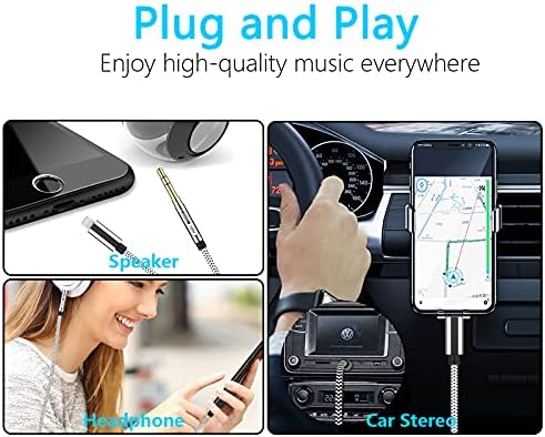 Audio Lightning 3,5 mm 3,3 ft, [Certified Apple Mfi] Aux Kabel za iPhone Autynie za auto stereo/slušalice, kompatibilan
