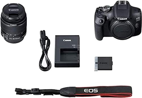 Canon EOS 2000D (Rebel T7) Slr fotoaparat w/Canon EF-S 18-55 mm F/3,5-5,6 Zoom-objektiv + Torbica + Kartica
