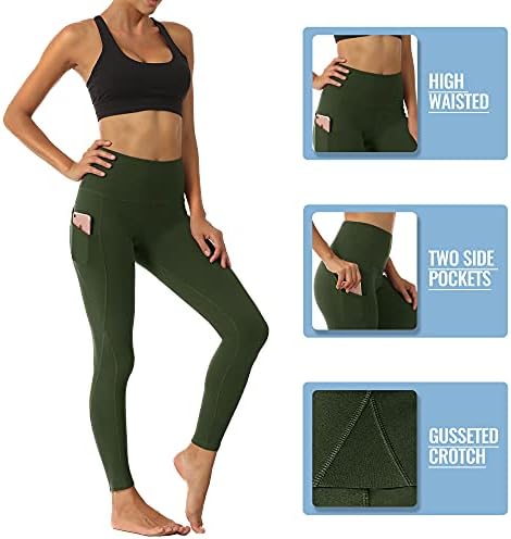 Ženske hlače za joge HIGHDAYS s visokim strukom - Soft Tajice za kontrolu trbuh s džepovima za trening Trčanja