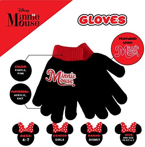 Dječji zimski slušalice Disney za malu djecu i Dječje rukavice, Uho grijače s Minnie Mouse, Crnci, Za djevojčice, 4-7 godina