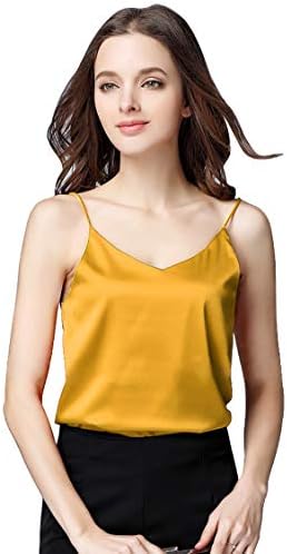 Miqieer Osnovna ženska svilene majica iz 3 predmeta, ženska majica s V-izrez, svilenkasta slobodna bluzu bez rukava, majica na бретелях od mekog satena