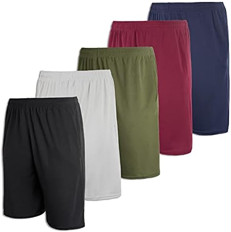 Košarkaška kratke hlače Real Essentials za dječake od 5 komada s rešetkom za aktivne sportske aktivnosti s džepovima