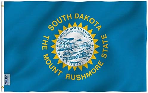 Zastava države Južna Dakota Anley Fly Breeze 3x5 Metara - Svijetle boje i zaštita od izbljeđivanja - Platnu naslova i dvostruki firmware - Zastave države Južna Dakota od poliestera латунными rukavima 3 X 5 metara