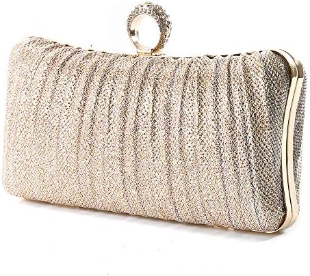 iWISH Ženski novčanik sa zlatnim sjajem, клатч, плиссированная večernja torba za svadbene zurke sa štrasom,