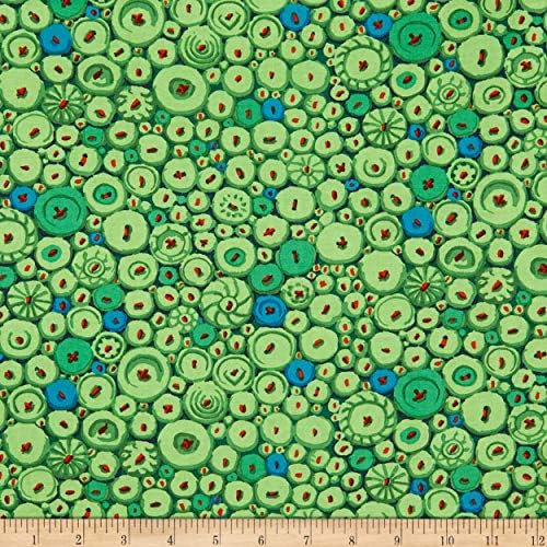 Kaffe Fassett Collective 2021 Mozaik od gumbe zelene boje, Стеганая tkanina od Metra