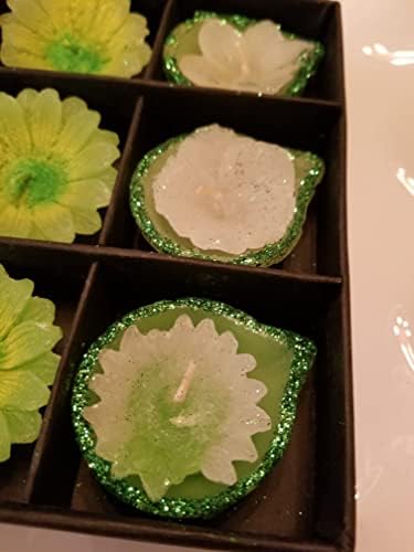 GeetuBerry Diwali Svijeće Diya Cvijet je Ručno izrađen i Plutajuće Svijeće Mirisne Ukrasne Plutajući Lijep i Elegantan Svijeća gori za uređenje Doma Vjenčanje college Božić (Set od 6) - Zelena