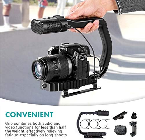 Ručka Movo + Sevenoak Microg U s ugrađenim стереомикрофоном, led pozadinskim osvjetljenjem i Pribor za kamere - Stabilizator za kamere, smartfone i akcijske kamere GoPro