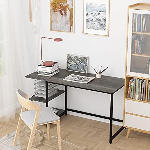 Reverzibilni računalni stol Teraves za male prostore s police,55-inčni stol Uredski stol za dom i ured