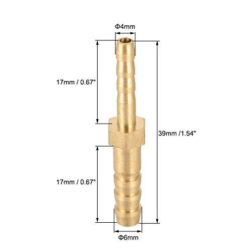 reduktor s izravnom mjedenim зазубрином uxcell, pogodan za crijevo promjera od 6 mm do 4 mm
