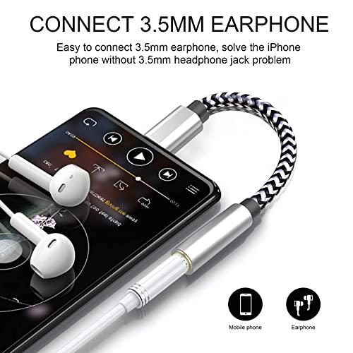 Aux-kabel za iPhone, [Certified Apple Mfi] Priključak za slušalice za iPhone 3 u 1 za iPhone za auto 3,5 mm Aux-kabel, adapter Lightning za aux je Kompatibilan sa iPhone 13/13 Pro/12/12 Pro/12 Pro Max/11/X/XR/XS