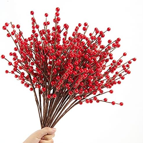 Joyhalo 17,7 cm/45 cm Božićne Crvene Bobice Stabljike Umjetna Božićna Bobica Bira za Dekoracije Božićnog drvca