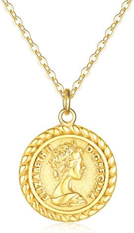 Монетное ogrlica VACRONA 18-karatno Позолоченное Винтажное Текстурированное Medaljon Mint Privjesak Okrugli Krug Disk Likovne Ogrlice za Žene