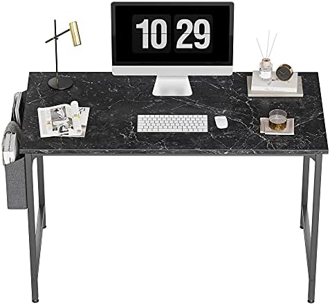 Računalni stol CubiCubi 47-inčni Desk za kućni Ured, Moderni Računalni Stol u Jednostavnom Stilu, Crni Metalni Okvir, Kamenje