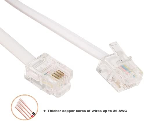 20-noga produžni kabel zemni kabel telefonski kabel kabel sa standardnim utikačem RJ-11 6P4C (bijela 6 M, 2