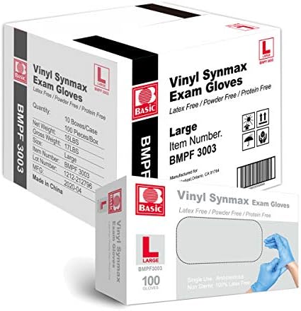 Medicinski vinil ispit rukavice Synmax - Bez lateksa i prah - Velike, BMPF-3003(Pakiranje od 1000 komada)