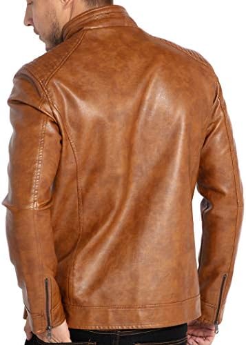 Prekrasna muška kožna jakna s ovratnikom-stalak, moto jakna od umjetne kože odjeća