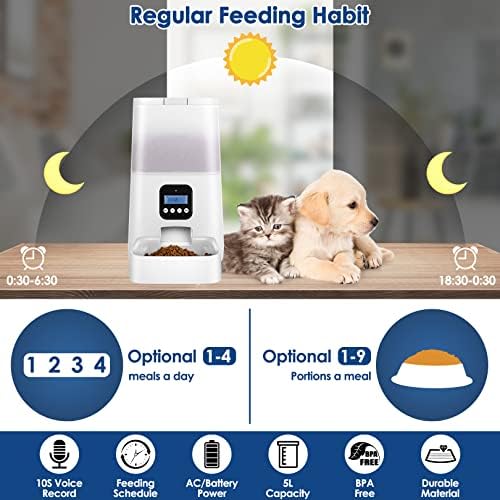 Automatski Ulagač za mačke, 5-litarski Spremnik za deterdžent Mačje Hrane za suhe Hrane,Privremena Ulagač za