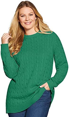 Žena U ženskom свитере s okruglog izreza Plus Size Pulover od kabliranje žica