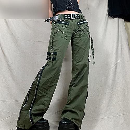 NUFIWI Ženske hlače-teretni u gotičkom stilu, slobodan hlače s niskim strukom, dovoljno široke traperice, vanjska odjeća Харадзюку u stilu punk