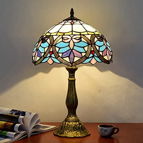 Lampa Tiffany lampe W12H18 cm Plava u Baroknom stilu Srca Витражный Stakleni Abažur Antičke Stolne svjetiljke
