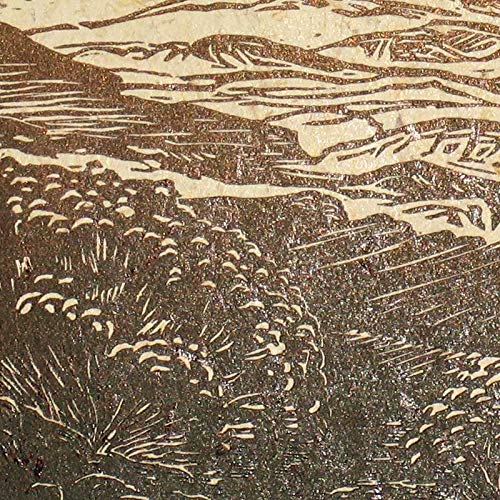 Izvorne Umjetnosti Graviranje Na Drvetu Ispis Krajolik Jugo-Zapadna Pustinja Seoska Cesta Zlato