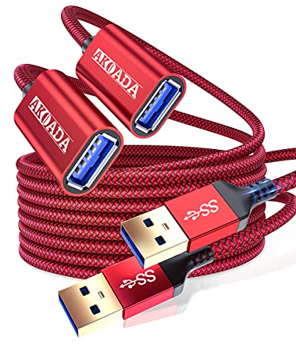 Produžni kabel, USB 3.0,AkoaDa【 2 pakiranja 6,6 ft+10 metara】Produžni kabel tipa A od muškaraca i žena USB3.0