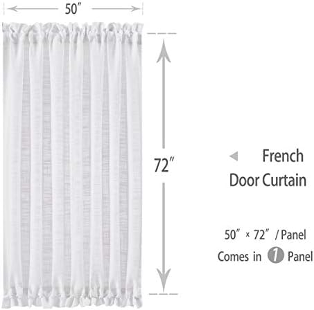 FMFUNCTEX Prozirne Lana Francuski Vrata Zavjese Bijele 72 Duge Lanene Teksturom Prednja Staklena Vrata Panel