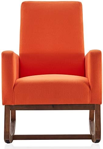 BELLEZE Suvremeni naglasak stolica za ljuljanje Stolica za ljuljanje za bebe s Praktičnim Mekana Sjedala, Tkanine presvlake za dnevni boravak i spavaće sobe-Felix (Narančasta)
