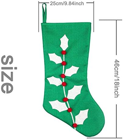 Циньин Set 3 18 cm Zelena Lista i Crvene Bobice Uzorak Božićne Čarape za Božićne Dekoracije