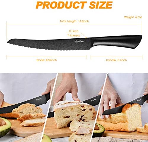 Nazubljeni Kruh Nož, Crna Modernizirana Jednodijelni Dizajn, Oštar Nož Za Sendviče - Nož za rezanje Kruha za
