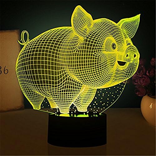 YKLWORLD Pig Night Light 3D Иллюзионная Žarulja je Osjetljiv na dodir 7 Boja Пеленальный Dekor Sobe Za Djevojčice