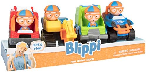 Igra set igračaka vozila Blippi od 4 predmeta Veličine 3 inča - Uključuje Bager, Mobilni telefon, Vatrogasce