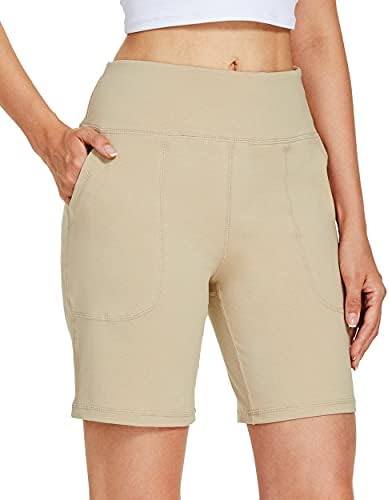 Ženske 7-inčni sportski duge hlače Willit, Kratke hlače-bermuda za trčanje, Pamučne kratke hlače za joge s visokog struka, kratke hlače za odmor s džepovima