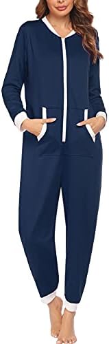 Ekouaer Tijelo zip sa kapuljačom Kombinezon Unisex Cjelovite body Odjeću Pidžame za žene