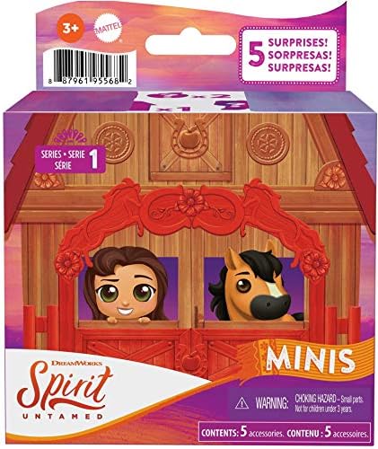 Mini Konja i Jedni Mattel Spirit Neukroćena s 3 Pribor, Slijepi Okvir, Skup Konja i Likova-Odličan poklon za