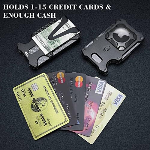Novčanik za muškarce s držačem AirTag Kreditni tanki prednji džep Sada Karbonskih Vlakana RFID Zaključavanje