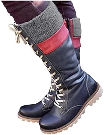 Hbeylia / radni vojne čizme za žene, svakodnevne modne kožne čizme sa čeličnim vrhom čipka-up, masivni cipele