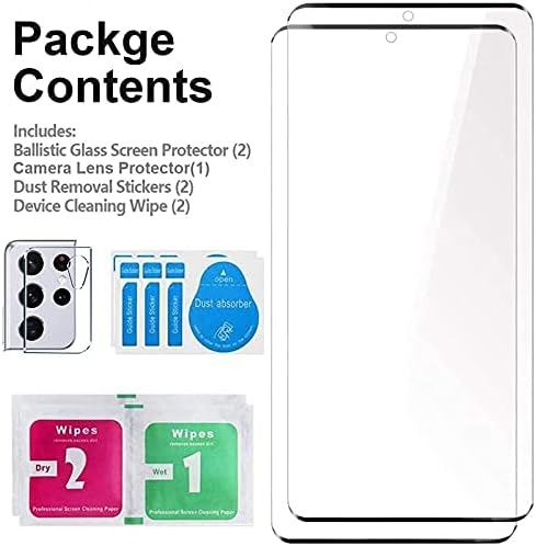 [2+1 Pakiranje] Zaštitna folija za ekran Galaxy S21 Ultra 5G(6,8 cm) od kaljenog stakla [Ultrazvučno otključavanje