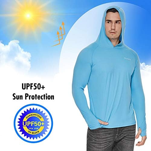 BALEAF Muška majica sa zaštitom od sunca UPF 50+ dugih rukava SPF/UV Быстросохнущая lagana majica za trening i ribolov s rupama za ruke