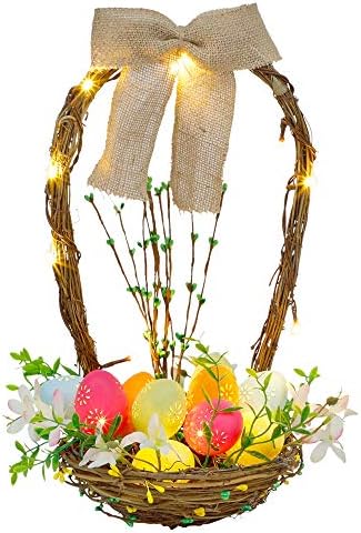 Vijenac od pashu koš Brwoynn s vijencima od uskrsnih jaja, umjetnim bojama i веточками, Luk iz šatorsko platno,
