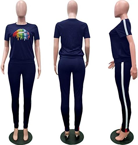 Dva Komada Odjeće za žene - Prugasta Patchwork Majica sa dugim rukavima i uske Hlače za trčanje Sportski Odijelo