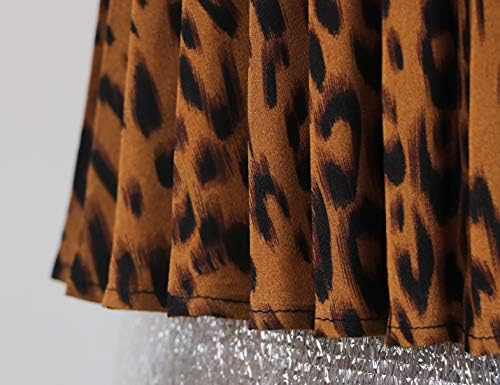 CHARTOU Ženska moderan elastična suknja s visokim strukom, trapezoidni-link suknja s леопардовым po cijeloj površini, плиссированная krep suknja Midi