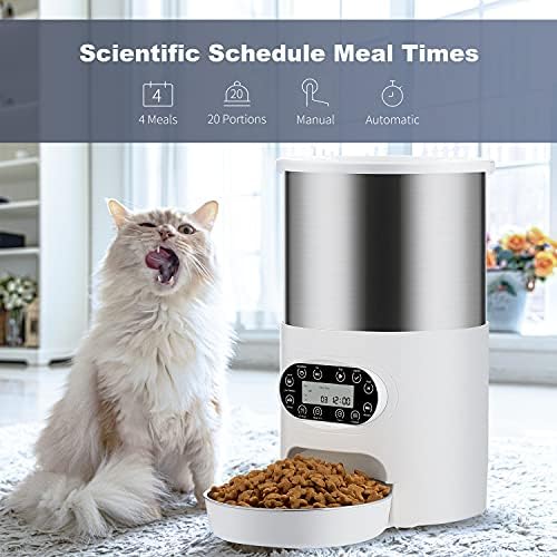 Automatski ulagač za mačke Segorts s vremena - Dozator hrane za kućne ljubimce kapaciteta 4,5 L s pehar od nehrđajućeg
