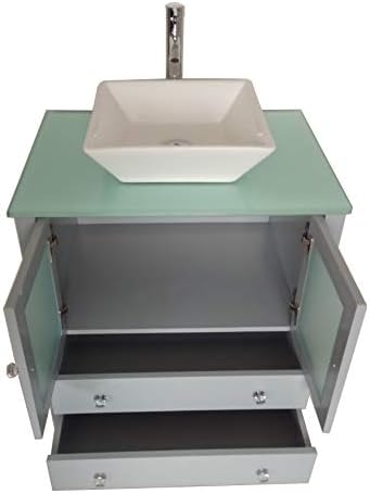 30 samostojeća Drvena Moderan Toaletni stol za Kupaonicu, Set keramičkih posuda Za umivaonik, Ogledalo za kupatilo