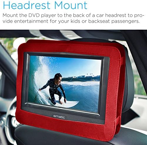 Prijenosni DVD player Ematic s 10-inčnim okreće LCD ekrana, slušalicama i montirati na подголовнике automobila,