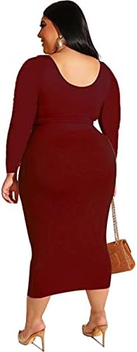 FOEOYO Kit suknje od 2 predmeta za žene, Plus Veličina Skraćene top dugih rukava i visokog struka, Haljina Midi,