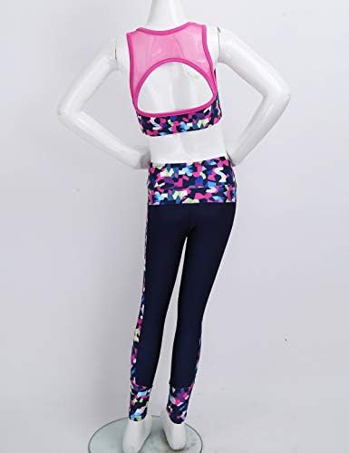 YONGHS Kids Komplet sportske odjeće za djevojčice iz 2 predmeta, Ošišan na vrhovima бретелях sa sportskim tajice,