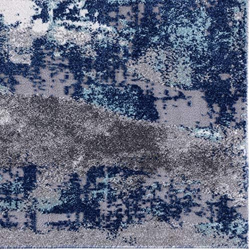 Luksuzni tepisi Weavers – Moderni tepisi Euston s apstraktnim uzorcima 7681 – Mat s prosječnom nap, Tamno Plava,